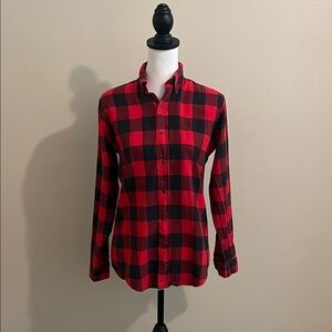 Polo, Red and Black Checkered Button-Up Shirt, Size L